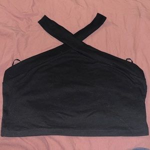 Shein Large black crop top halter top